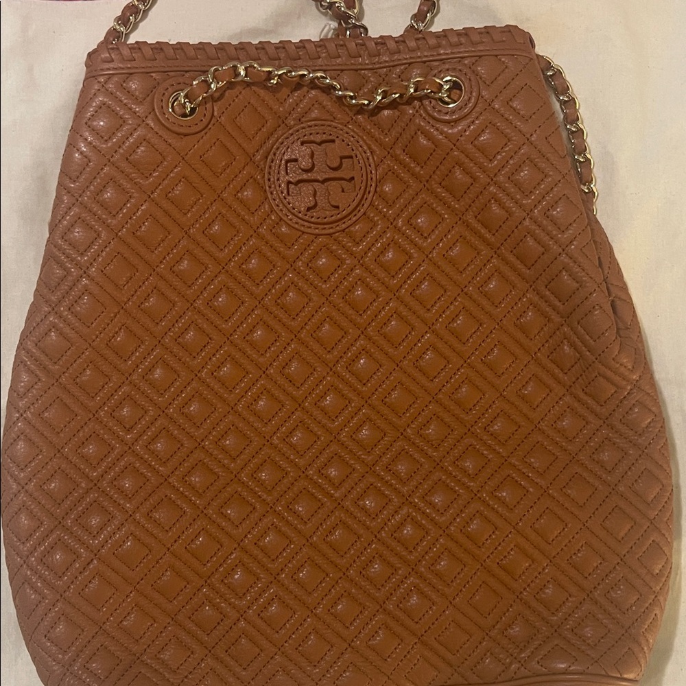 Tory Burch Tan Quilted  Backpack